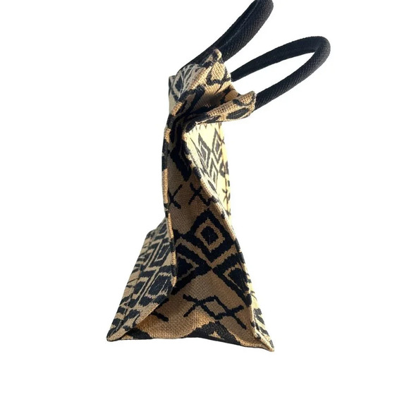 All in the Cards Inc Small tote Black/Tan Geometric Shapes 11x11x4 - Picture 2 of 8